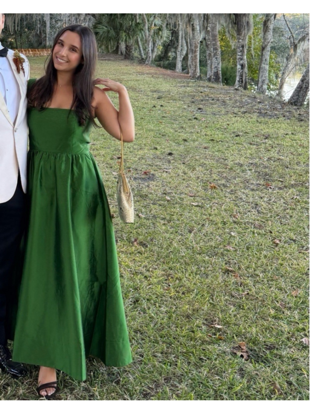 New Tuckernuck Green Dupioni Esme Midi Dress XS Formal Wedding Guest Elegance - Picture 2 of 11